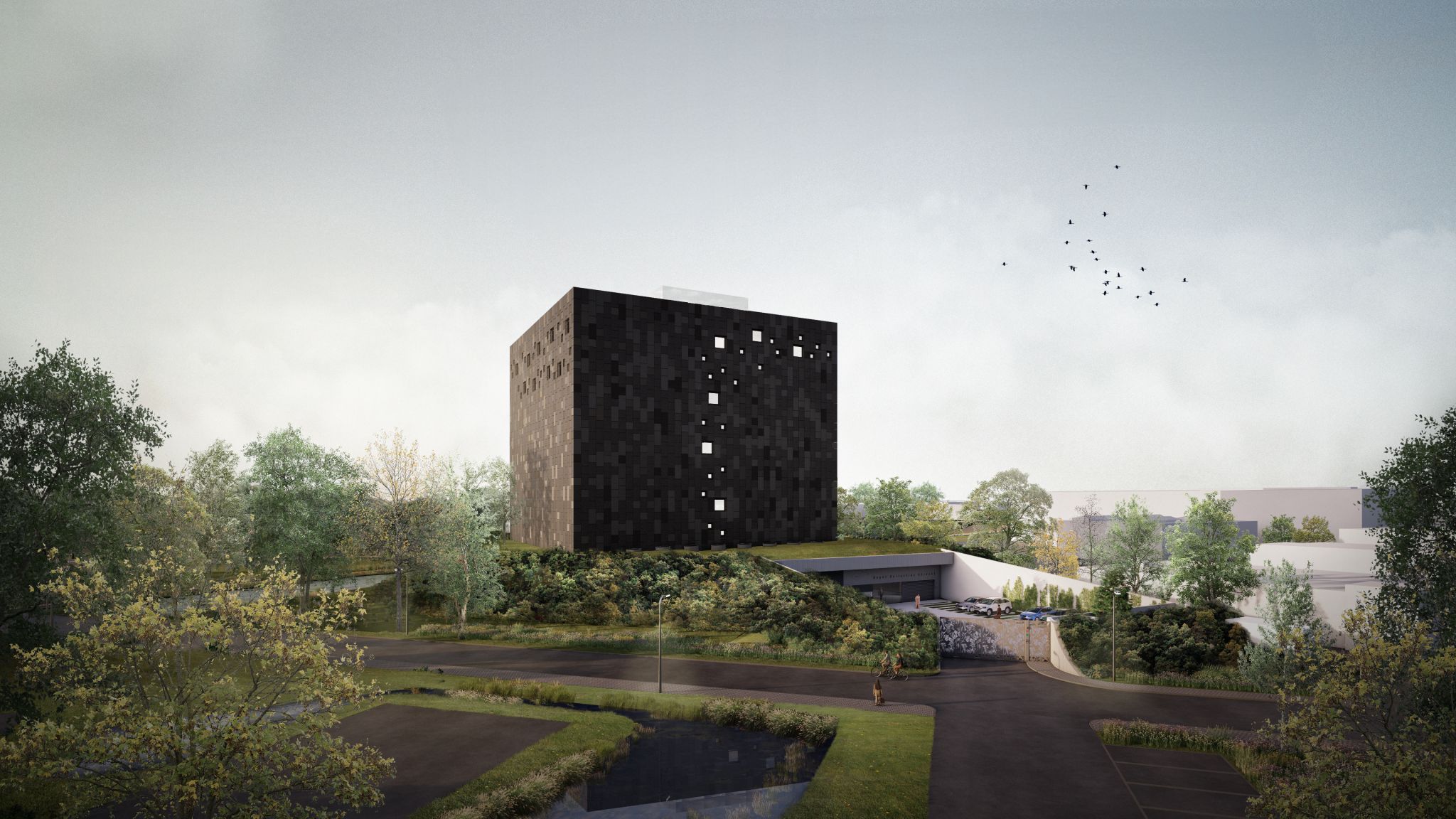 Ontwerp voor een depotgebouw voor de collecties van verschillende musea door DP6 architectuurstudio en De Unie Architecten