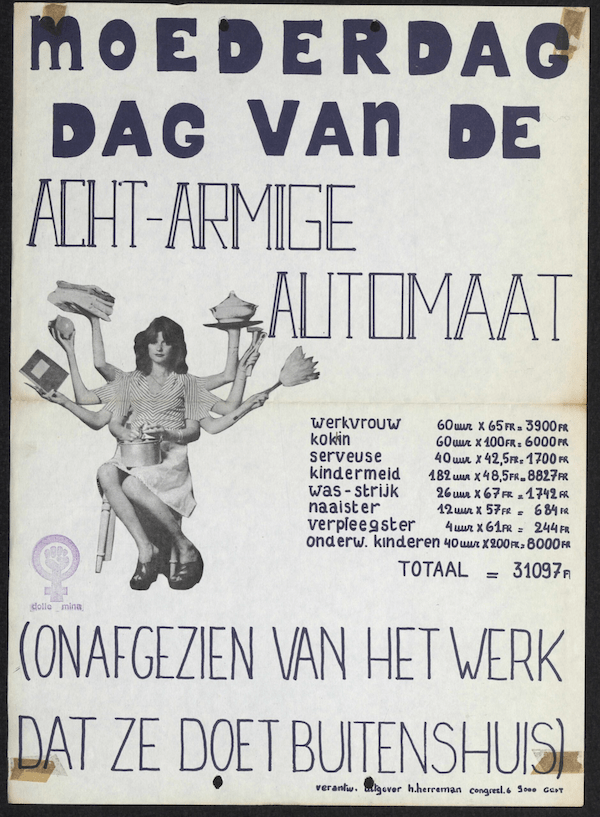 Dolle Mina, ‘Moederdag – Dag van de acht-armige automaat’, 1973