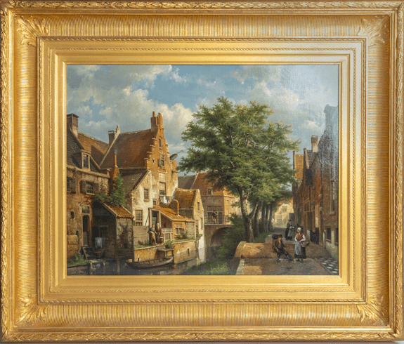 Willem Koekkoek, ‘Zonnig stadsgrachtje in IJsselstein’, ca. 1870