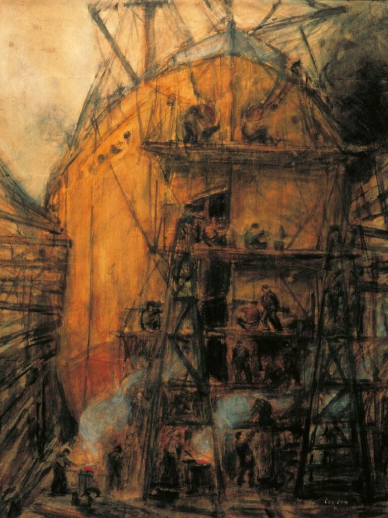 In het droogdok - Eugeen Van Mieghem, ca 1912, privécollectie