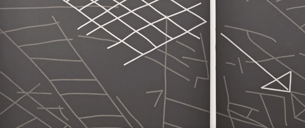 Rune Mields, Steinzeitgeometrie: Das Netz/der Pfeil des Todes, 1982 (Detail), Kunstmuseum Bonn, © VG Bild-Kunst, Bonn 2025