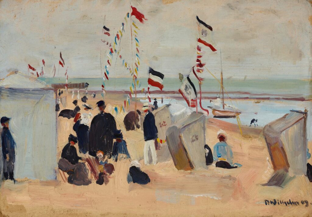 Paul Wilhelm Badegäste am geflaggten Strand 1909, © Museum Kunst der Westküste