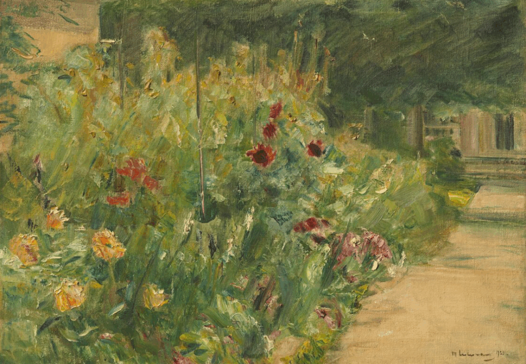 Max Liebermann: Blumenstauden am Gärtnerhäuschen nach Osten, 1923, Private Collection