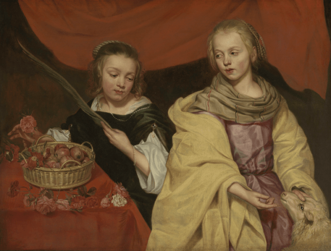 Michaelina Wautier, ‘Twee meisjes als de heiligen Agnes en Dorothea’, ca. 1650