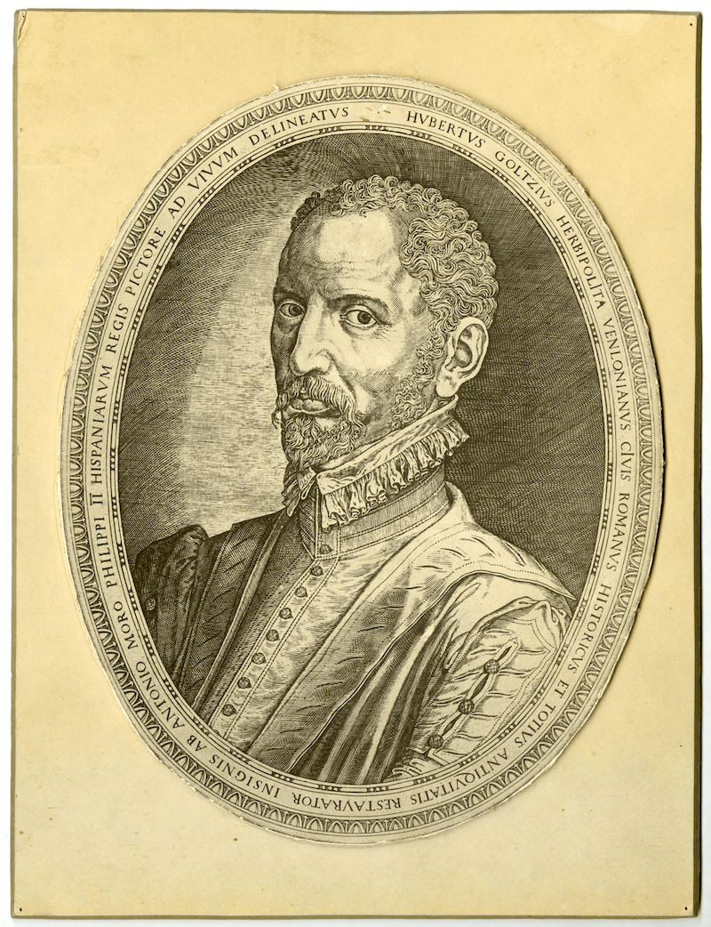 Cornelius Cort naar Antonio Moro, 'Portret van Hubert Goltzius', 1567