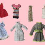 Poppenkleding uit de jaren zestig en zeventig, afkomstig uit een schenking van bijzondere modepoppen aan het Nederlands Openluchtmuseum.