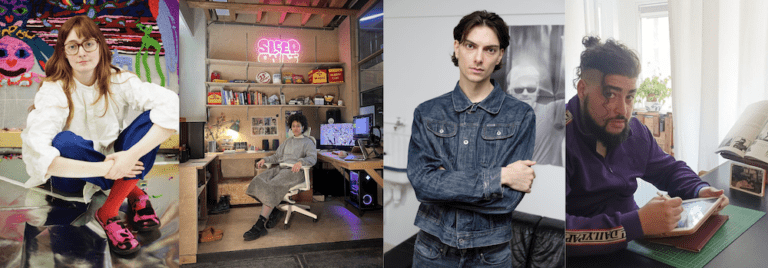 v.l.n.r. afra eisma, foto: Verena Blok; Sondi, foto: Natalia Jordanova; Levi van Gelder, foto: Margarita Kosareva; Malik Saïb-Mezghiche, foto: James Yucca