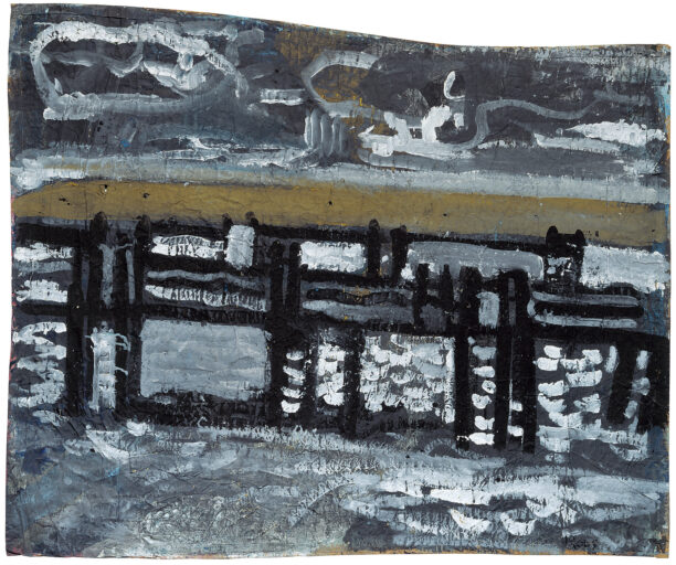 1. Jan Roos - Vissershaven (2003), acrylverf op papier Jan Roos, ‘Vissershaven’, 2003