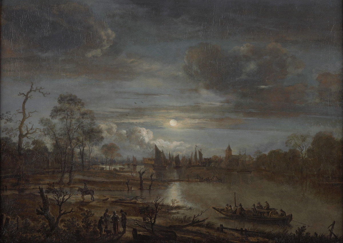 Aert van der Neer, ‘Riviergezicht met trekschuit bij maanlicht’, ca.1650
