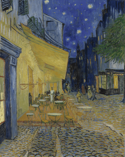 Vincent van Gogh, ‘Caféterras bij nacht (Place du forum)’, 1888 Vincent van Gogh, ‘Caféterras bij nacht (Place du forum)’, 1888